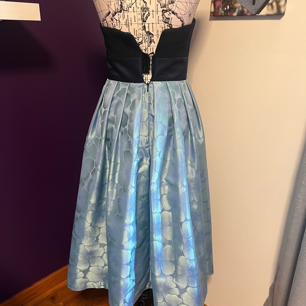 Theia Strapless Tea Length Formal Gown - Picture 6 of 15